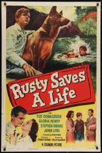 3b731 RUSTY SAVES A LIFE 1sh 1949 Ted Donaldson, Gloria Henry, German Shepherd dog!