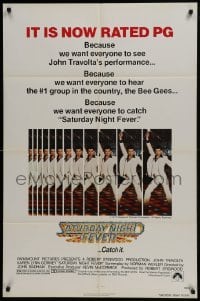 3b739 SATURDAY NIGHT FEVER 1sh R1979 multiple images of disco dancer Travolta, it's now rated PG!