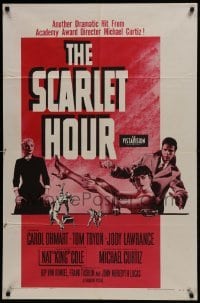 3b745 SCARLET HOUR 1sh 1956 Michael Curtiz directed, sexy Carol Ohmart showing her leg, Tom Tryon!