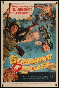3b748 SCREAMING EAGLES 1sh 1956 the blazing untold story of the 101st Airborne's Hell Raiders!