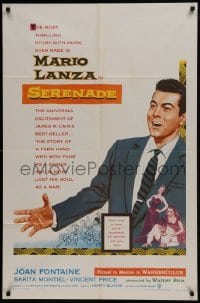 3b756 SERENADE 1sh 1956 art of Mario Lanza, from the story by James M. Cain, Anthony Mann