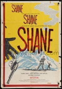 3b763 SHANE 1sh R1959 most classic western, Alan Ladd, Jean Arthur, Van Heflin, De Wilde!