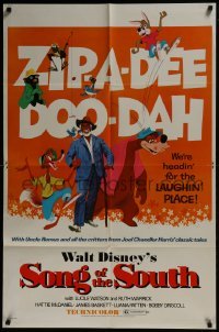 3b797 SONG OF THE SOUTH 1sh R1972 Walt Disney, Uncle Remus, Br'er Rabbit & Bear, zip-a-dee doo-dah!