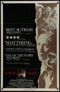 3b798 SOPHIE'S CHOICE 1sh 1982 Alan J. Pakula directed, Meryl Streep, Kevin Kline, Peter MacNicol!