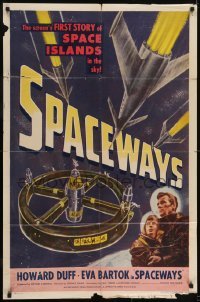 3b804 SPACEWAYS 1sh 1953 Hammer sci-fi, screen's 1st story of the space islands in the sky!