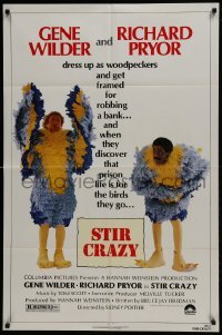 3b824 STIR CRAZY 1sh 1980 Gene Wilder & Richard Pryor in chicken suits, directed by Sidney Poitier!