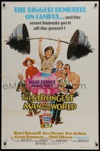 3b836 STRONGEST MAN IN THE WORLD revised 1sh 1975 Walt Disney, teenage Kurt Russell & Flynn!