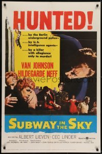 3b837 SUBWAY IN THE SKY 1sh 1959 Van Johnson is hunted by the Berlin underground police!