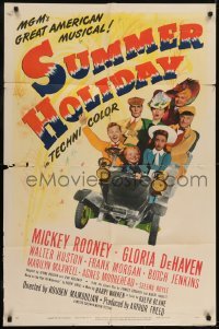3b838 SUMMER HOLIDAY 1sh 1947 Mickey Rooney, Butch Jenkins, Frank Morgan & family in car!