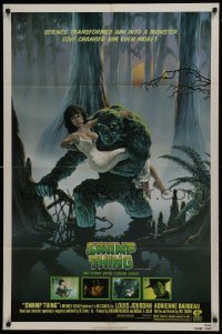 3b849 SWAMP THING NSS style 1sh 1982 Wes Craven, Hescox art of him holding sexy Adrienne Barbeau!