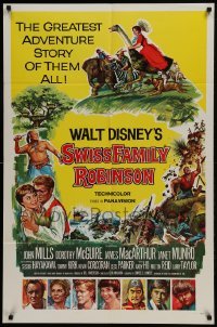 3b857 SWISS FAMILY ROBINSON style A 1sh 1960 John Mills, Walt Disney family fantasy classic!
