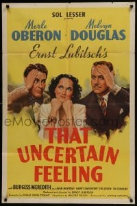3b876 THAT UNCERTAIN FEELING 1sh 1941 Lubitsch, Merle Oberon between Douglas & Meredith!