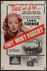 3b878 THEY WON'T FORGET 1sh R1956 glamorous older Lana Turner in her first notable role!