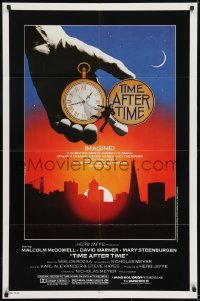 3b896 TIME AFTER TIME 1sh 1979 directed by Nicholas Meyer, cool fantasy artwork by Noble!