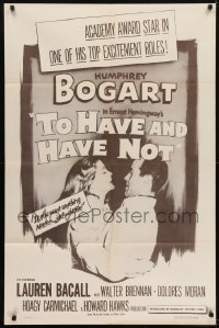 3b902 TO HAVE & HAVE NOT 1sh R1956 Humphrey Bogart, sexy Lauren Bacall + classic tagline!