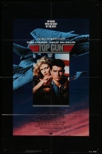 3b912 TOP GUN 1sh 1986 great image of Tom Cruise & Kelly McGillis, Navy fighter jets!