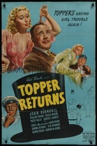 3b913 TOPPER RETURNS 1sh 1941 Joan Blondell, Roland Young, Billie Burke, Eddie Anderson, Hal Roach!