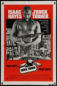 3b926 TRUCK TURNER 1sh 1974 AIP, great image of Isaac Hayes with gun & fur coat!
