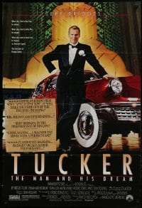 3b927 TUCKER: THE MAN & HIS DREAM 1sh 1988 Francis Ford Coppola, c/u of Jeff Bridges in tux w/car!