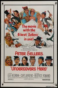 3b937 UNDERCOVERS HERO 1sh 1975 Peter Sellers in 6 roles, great wacky artwork!