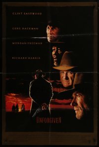 3b938 UNFORGIVEN DS 1sh 1992 gunslinger Clint Eastwood, Gene Hackman, Morgan Freeman, Harris!