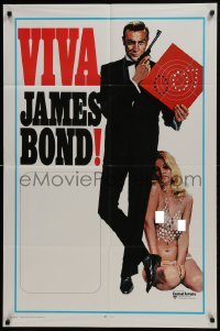 3b005 VIVA JAMES BOND int'l 1sh 1970 artwork of Sean Connery with sexy lady & all the movie titles!