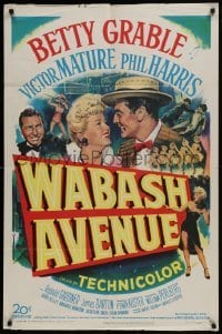 3b954 WABASH AVENUE style A 1sh 1950 artwork of Betty Grable & Victor Mature smiling at each other!