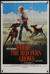 3b969 WHERE THE RED FERN GROWS 25x38 1sh 1974 great art of boy & dogs in forest by Ralph McQuarrie!