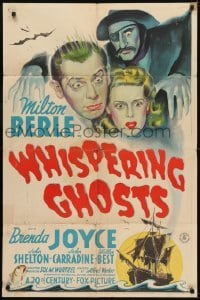 3b972 WHISPERING GHOSTS 1sh 1942 Milton Berle, Brenda Joyce, cool horror artwork!