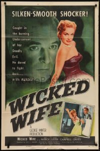 3b976 WICKED WIFE 1sh 1955 Grand National Night, super sexy English bad girl Moira Lister!