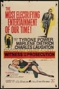 3b982 WITNESS FOR THE PROSECUTION 1sh 1958 Billy Wilder, Tyrone Power, Marlene Dietrich!