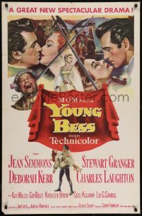 3b994 YOUNG BESS 1sh 1953 art of Jean Simmons, Stewart Granger, Deborah Kerr, Charles Laughton!