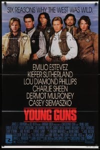 3b995 YOUNG GUNS 1sh 1988 Emilio Estevez, Charlie Sheen, Kiefer Sutherland, Lou Diamond Phillips