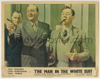 3c645 MAN IN THE WHITE SUIT English LC R1950s Alec Guinness & Cecil Parker laughing with cigars!