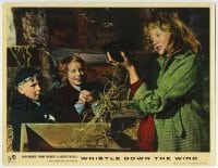 3c965 WHISTLE DOWN THE WIND English LC 1961 Hayley Mills & kids with crate, Bryan Forbes directed!
