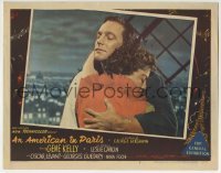 3c266 AMERICAN IN PARIS LC #3 1951 best close up of Gene Kelly embracing pretty Leslie Caron!