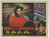 3c300 BEST OF THE BADMEN LC #6 1951 close up of Robert Ryan carrying pretty Claire Trevor!