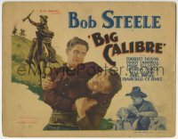 3c029 BIG CALIBRE TC 1935 c/u of cowboy Bob Steele beating up bad guy + art of him on horse!