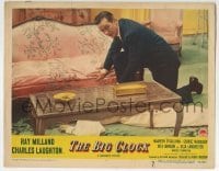 3c304 BIG CLOCK LC #5 1948 Ray Milland finds a dead body laying on floor by couch, film noir!