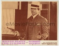 3c333 BONNIE & CLYDE LC #6 1967 best close up of Warren Beatty pointing two guns, Arthur Penn!
