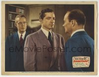 3c334 BOOMERANG LC #7 1947 c/u of Dana Andrews glaring at Robert Keith, Elia Kazan film noir!