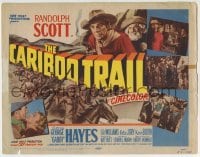 3c041 CARIBOO TRAIL TC 1950 art of Randolph Scott & Gabby Hayes vs Native American Indians!