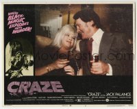 3c383 CRAZE LC #6 1973 close up of crazy Jack Palance drinking with Diana Dors, black magic!