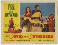 3c397 DAVID & BATHSHEBA LC #6 1951 Gregory Peck & sexy Susan Hayward in chariot, Biblical epic!