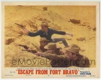 3c442 ESCAPE FROM FORT BRAVO LC #5 1953 Holden, Parker & others trapped by Indians, John Sturges!