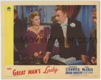 3c493 GREAT MAN'S LADY LC 1942 Barbara Stanwyck & Brian Donlevy gambling at roulette in casino!