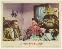 3c561 INVISIBLE BOY LC #6 1957 young Richard Eyer tells his dad about Robby the Robot!