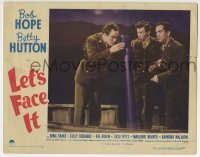 3c611 LET'S FACE IT LC #2 1943 wacky image of Bob Hope looking in periscope from the wrong end!