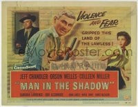 3c136 MAN IN THE SHADOW TC 1958 Jeff Chandler, Orson Welles & Colleen Miller in a lawless land!