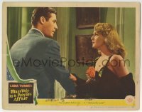 3c653 MARRIAGE IS A PRIVATE AFFAIR LC #2 1944 close up of sexy Lana Turner grabbing Hodiak's arm!